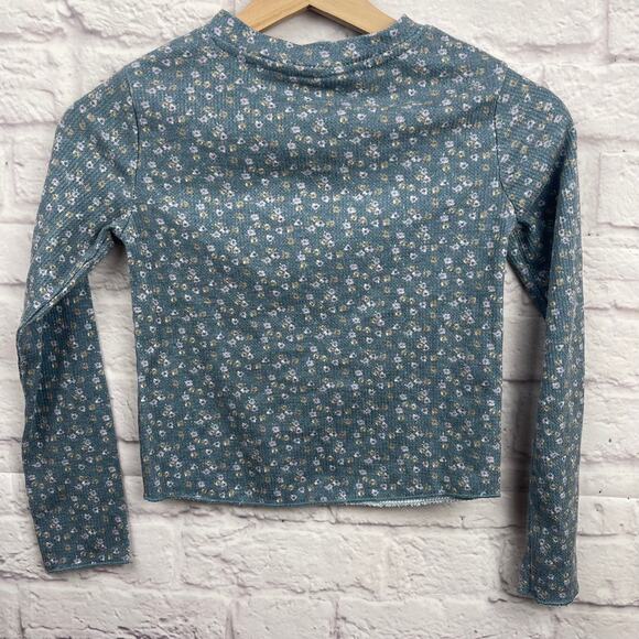 K0-1025 Art Class ribbed long-sleeve floral top size M(7/8) - Picture 5 of 5